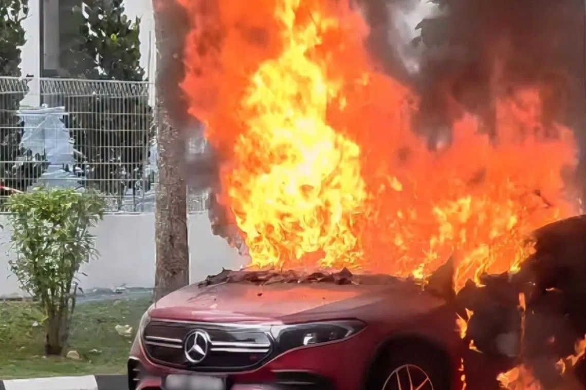 Electric Vehicle Fire at Woodlands HDB Carpark Raises Safety Concerns