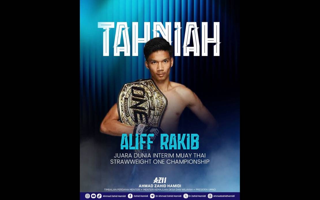 Aliff Rakib's ONE Championship Victory Will Inspire Next Generation, Says DPM Zahid
