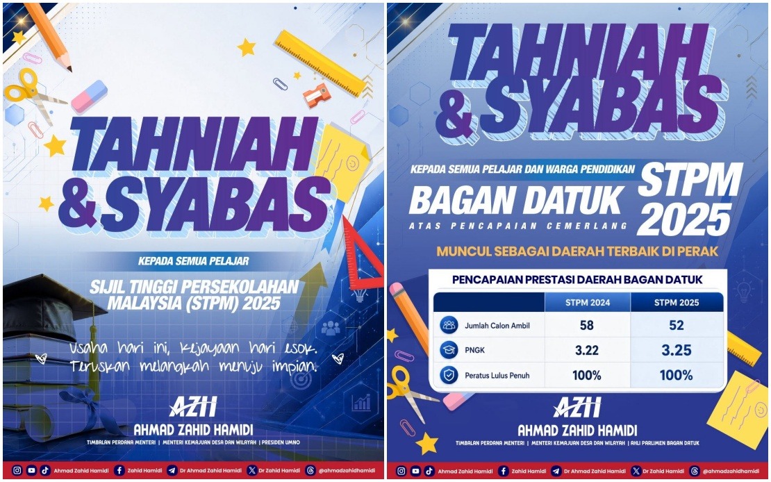 Bagan Datuk Tops Perak in STPM 2025, DPM Ahmad Zahid Hails Student Excellence